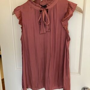 Banana Republic Pink Flutter Sleeve Blouse with Tie Front